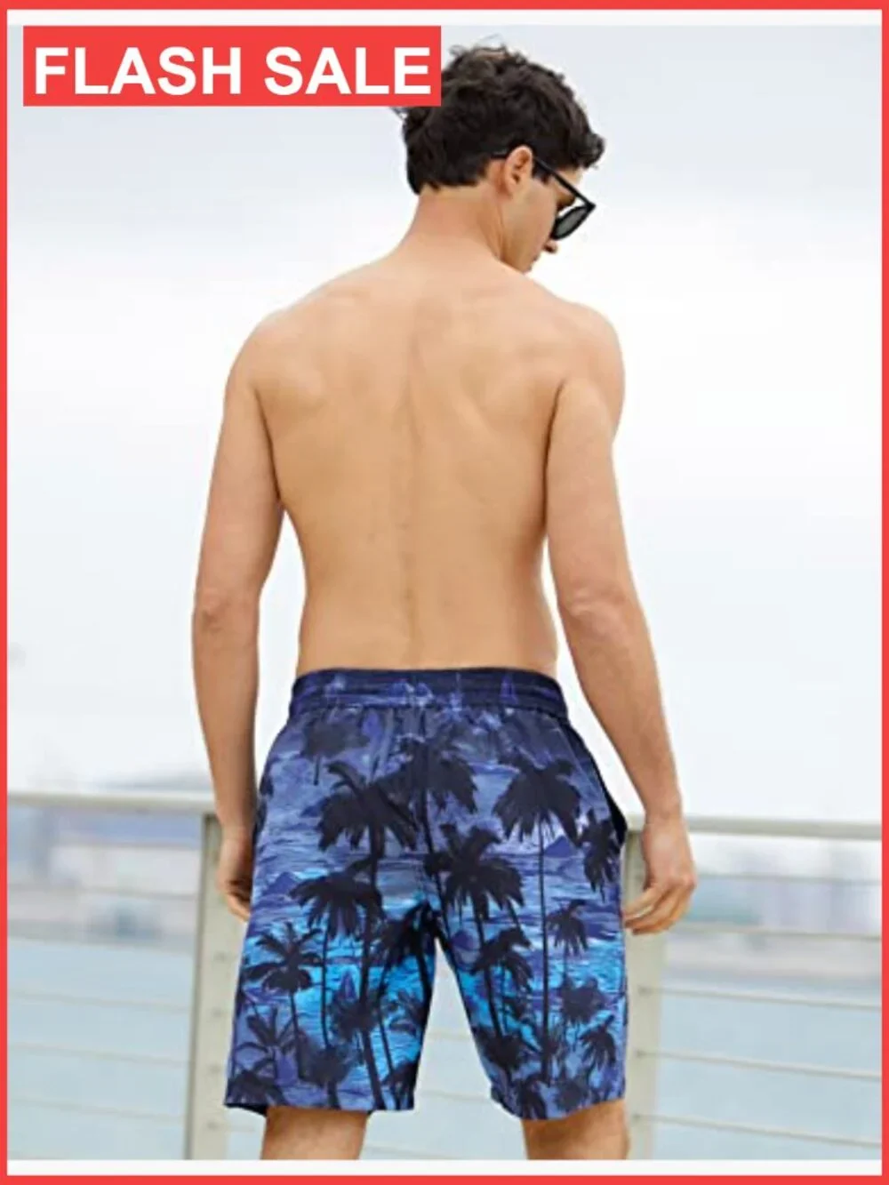 Mens Swim Trunks 2 in 1 Board Shorts 9 Inch Quick Dry with Compression Liner